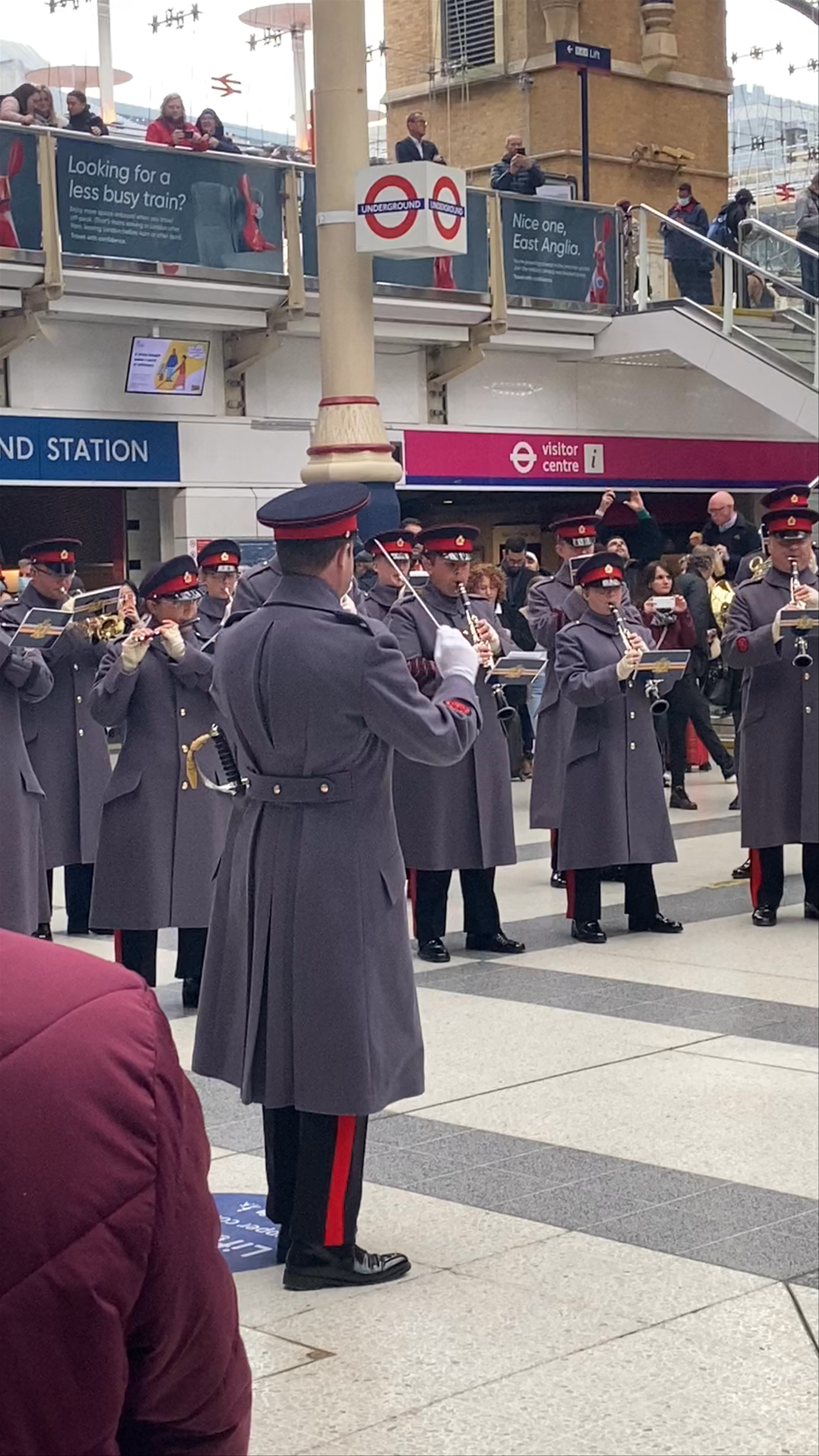 Live Military Band Performance at Liverpool Street Station, London