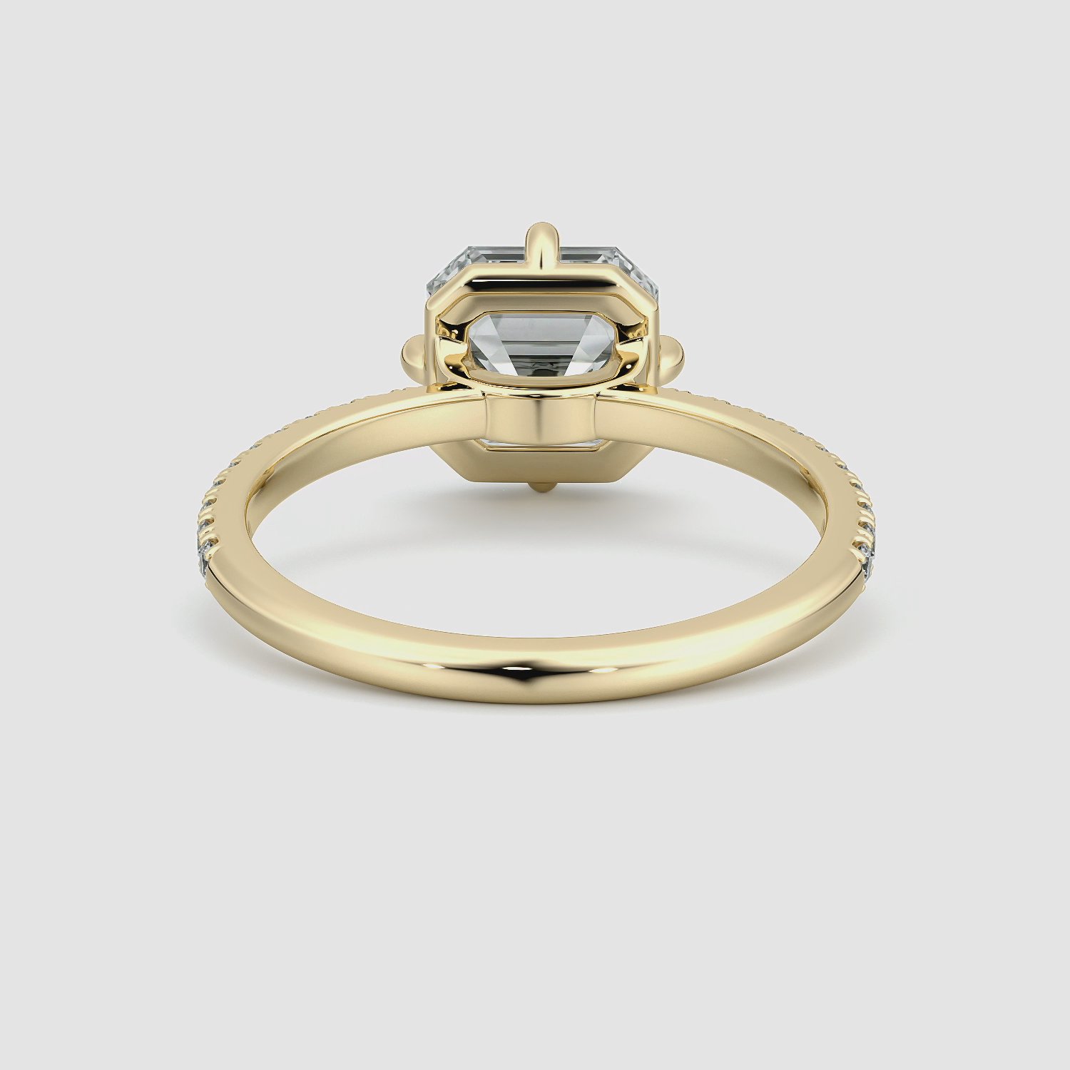 The Compass Solitaire | Asscher | 18k | Yellow Gold | bandAccent: Pavé | diamondOrientation: vertical | caratWeight: other