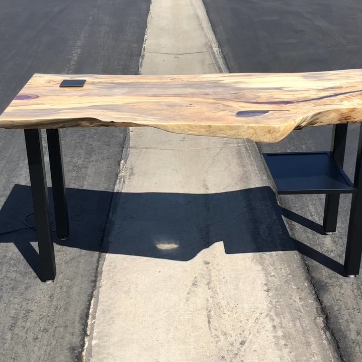 Indigenous By La Rue - Tamarind desk with data port, clear resin and a place to hide all those messy wires - Furniture Stores Near Me - Solana Beach, California