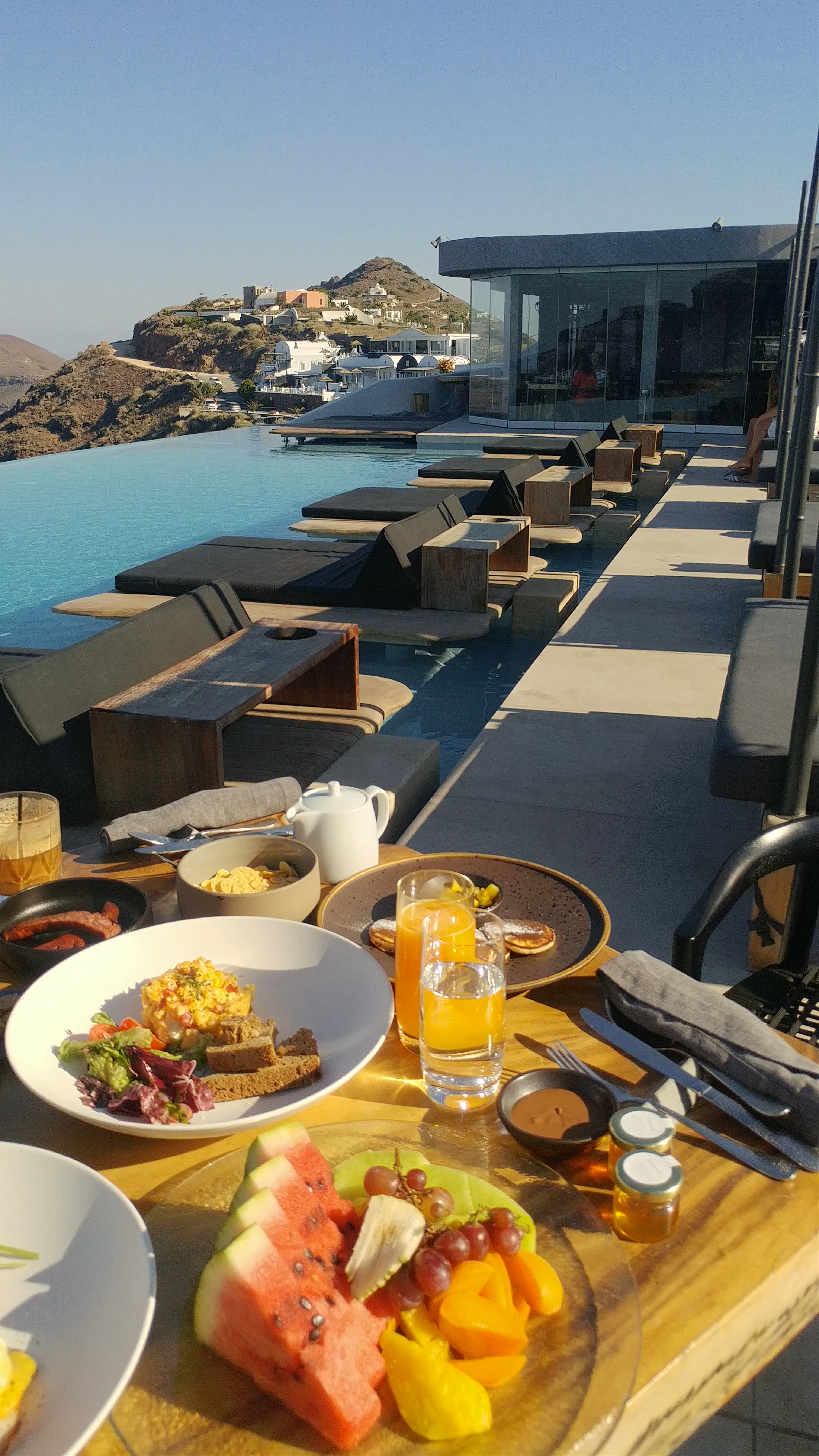 Luxurious Breakfast by the Infinity Pool at Cavo Tagoo Santorini