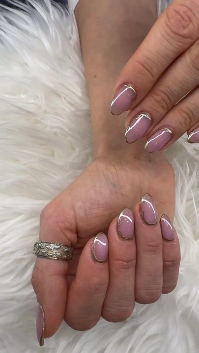 Fashion Nails - Gel x fill & gold detail - Nail Salons Near Me - Chicago, Illinois