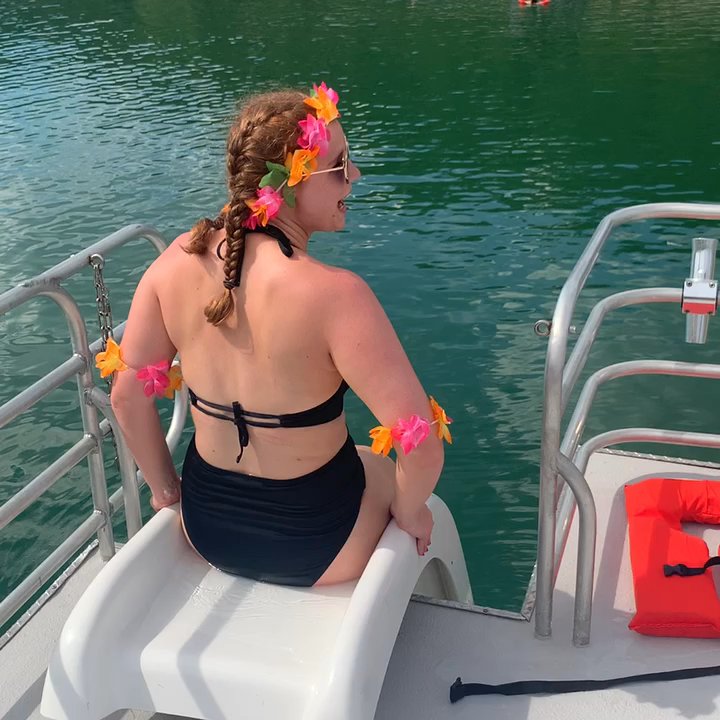 ATX Party Boats - Utilizing the slides on Big Tex - Boat Charters Near Me - Austin, Texas