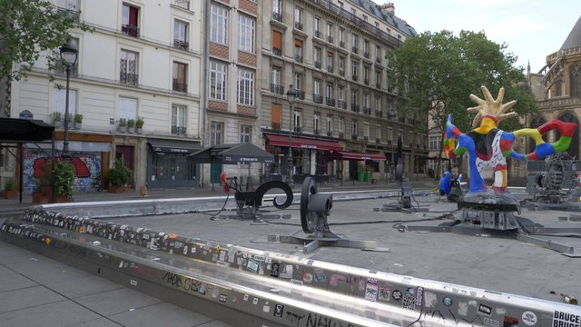 Stravinsky Fountain in Beaubourg District