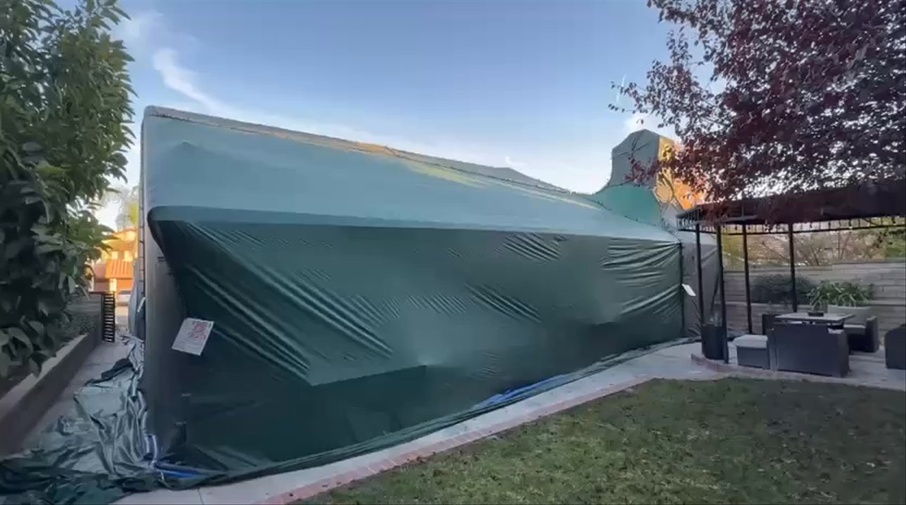 MacroPest Exterminators - Setting up a fumigation for Drywood termites. - Pest Control Near Me - Santa Clarita, California
