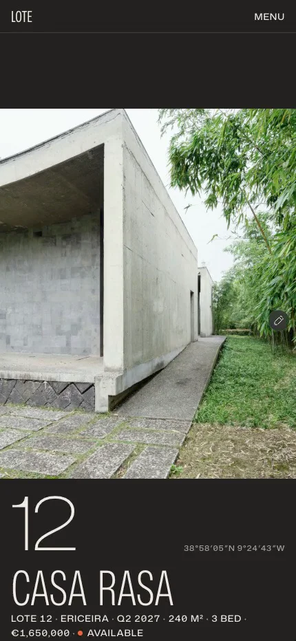 Lote on a smaller screen.Tall residence names, full-width photos, and tiny status markers in the plot index. A quick mobile scroll ↓https://excellent-favorites-639729.framer.app/