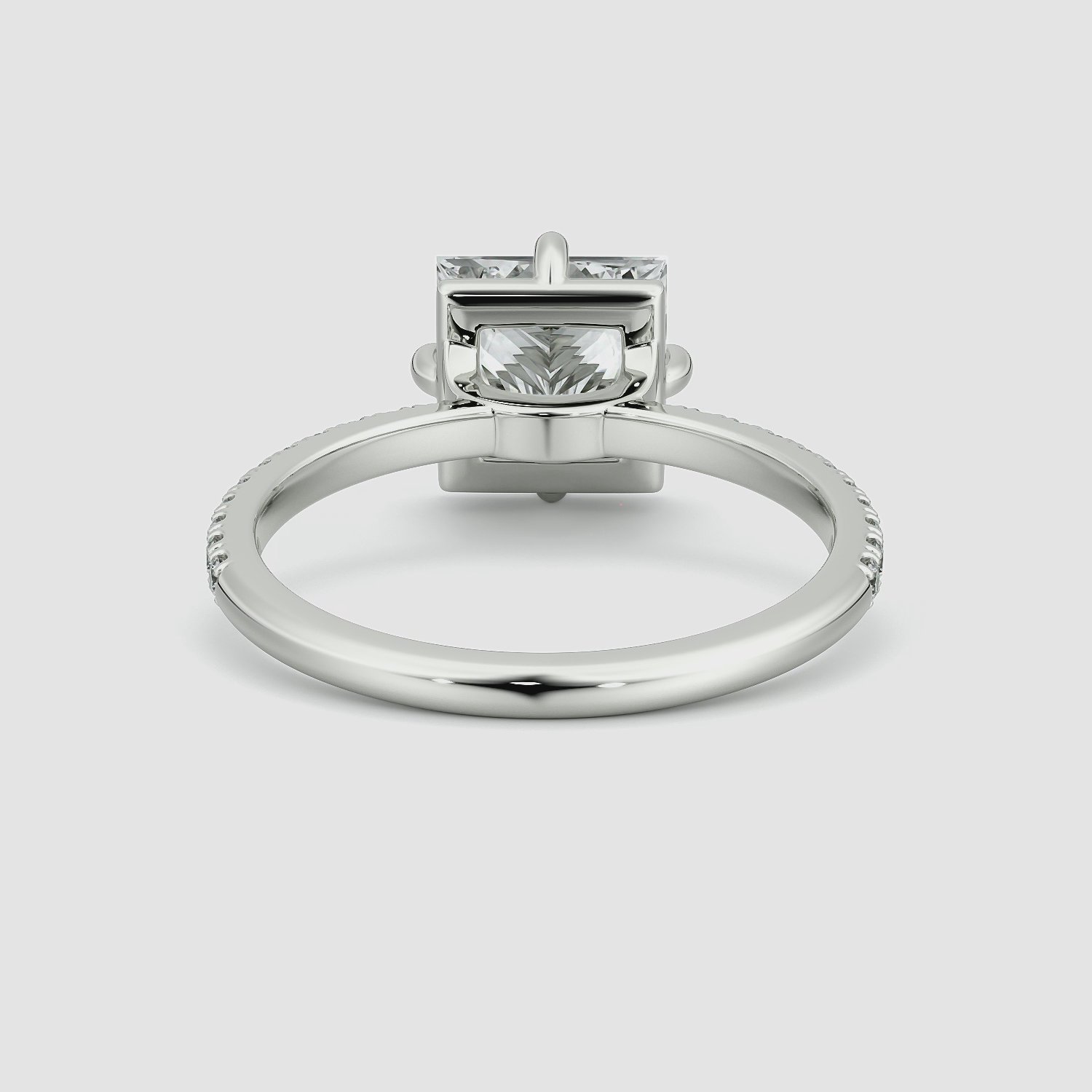The Compass Solitaire | Princess | 18k | White Gold | bandAccent: Pavé | diamondOrientation: vertical | caratWeight: other
