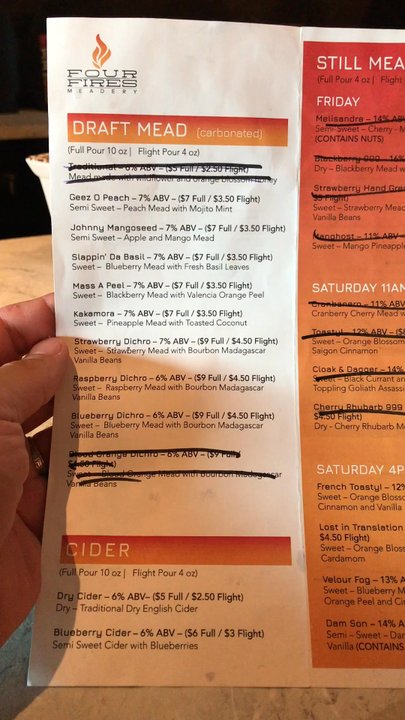 Four Fires Meadery - Current mead list...and some merchandise. - Meaderies Near Me - Maumee, Ohio