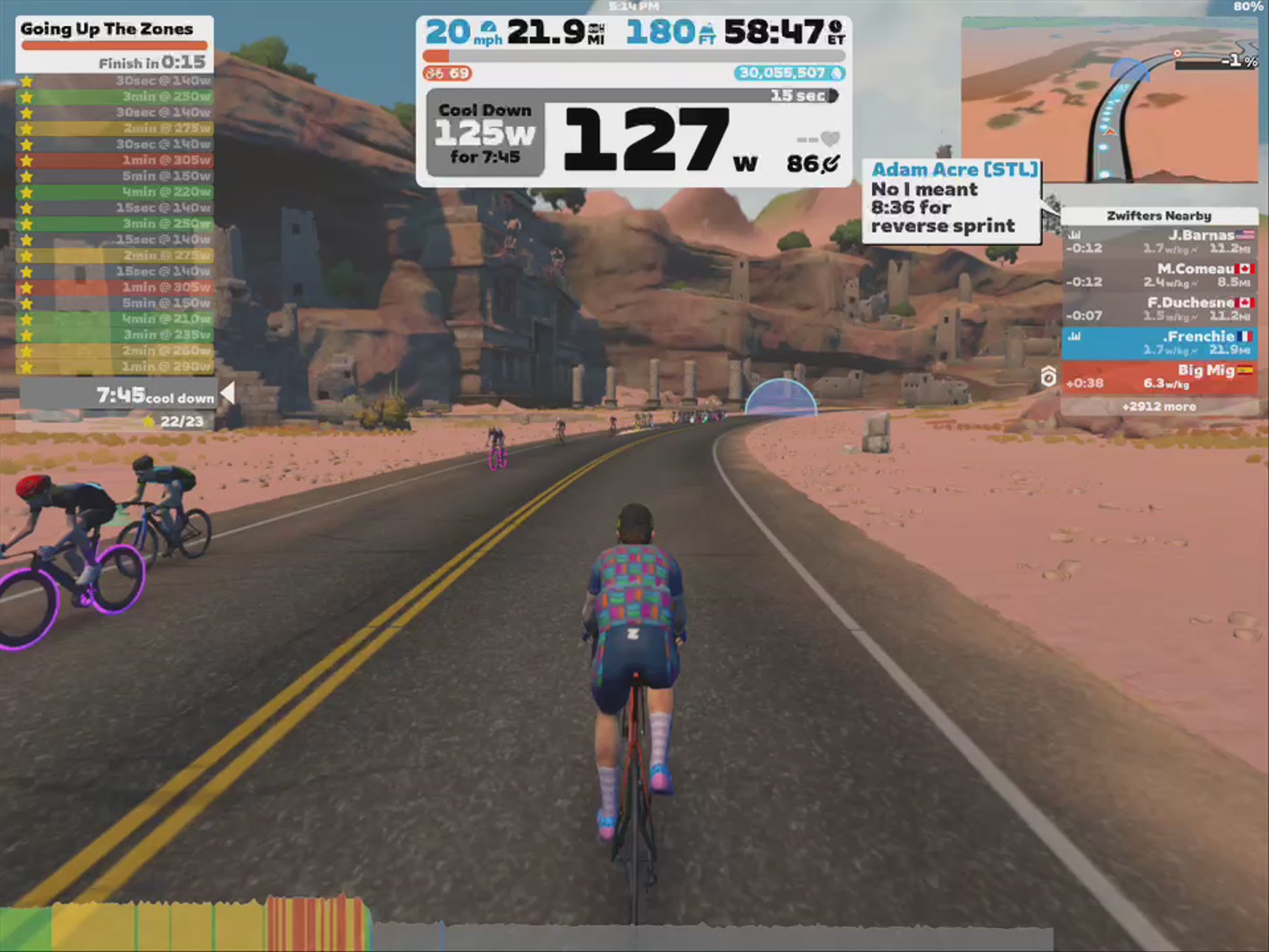 Zwift - Going Up The Zones on Big Flat 8 in Watopia