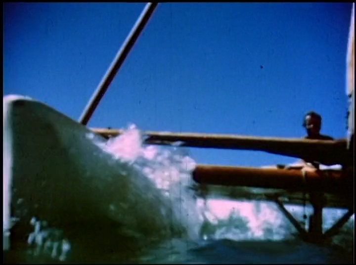 An older gentleman recounts his experiences sailing a catamaran, with archival footage showcasing his time on the water.