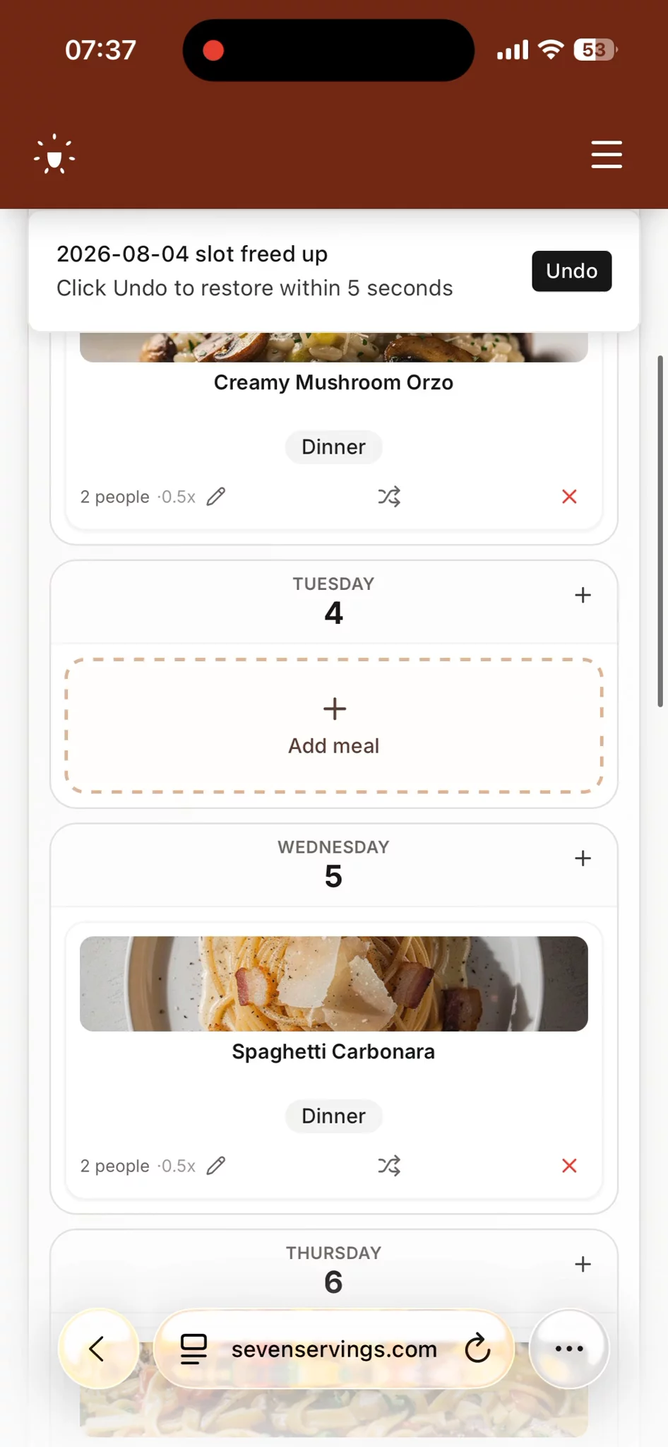 SevenServings - Meal Planner image 1