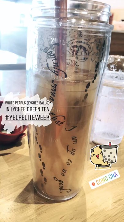Gong Cha - White pearls (lychee balls) with lychee green tea - Bubble Tea Near Me - Duluth, Georgia