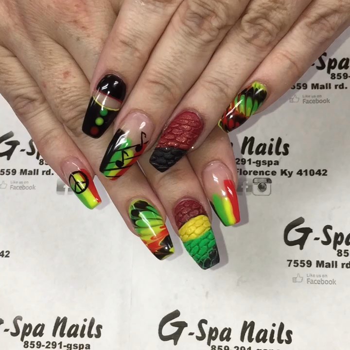 G Spa Nails - Bob Marley nails - Nail Salons Near Me - Florence, Kentucky
