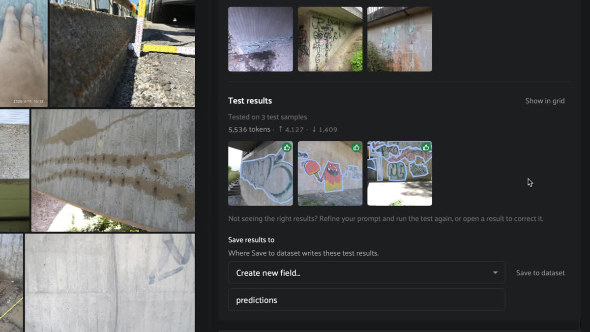 Iterating with prompts and examples in VLMs to annotate polygons of graffiti with Agentic Labeling.