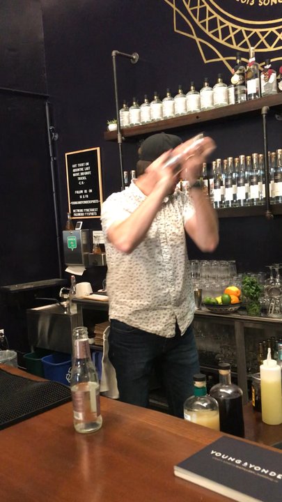 Young & Yonder Spirits - Josh shaking the latest monthly cocktail... Lions Tail!!! - Distilleries Near Me - Healdsburg, California