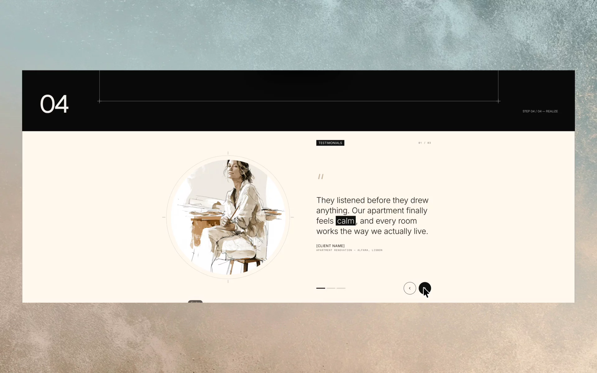 Process section, claude + framer