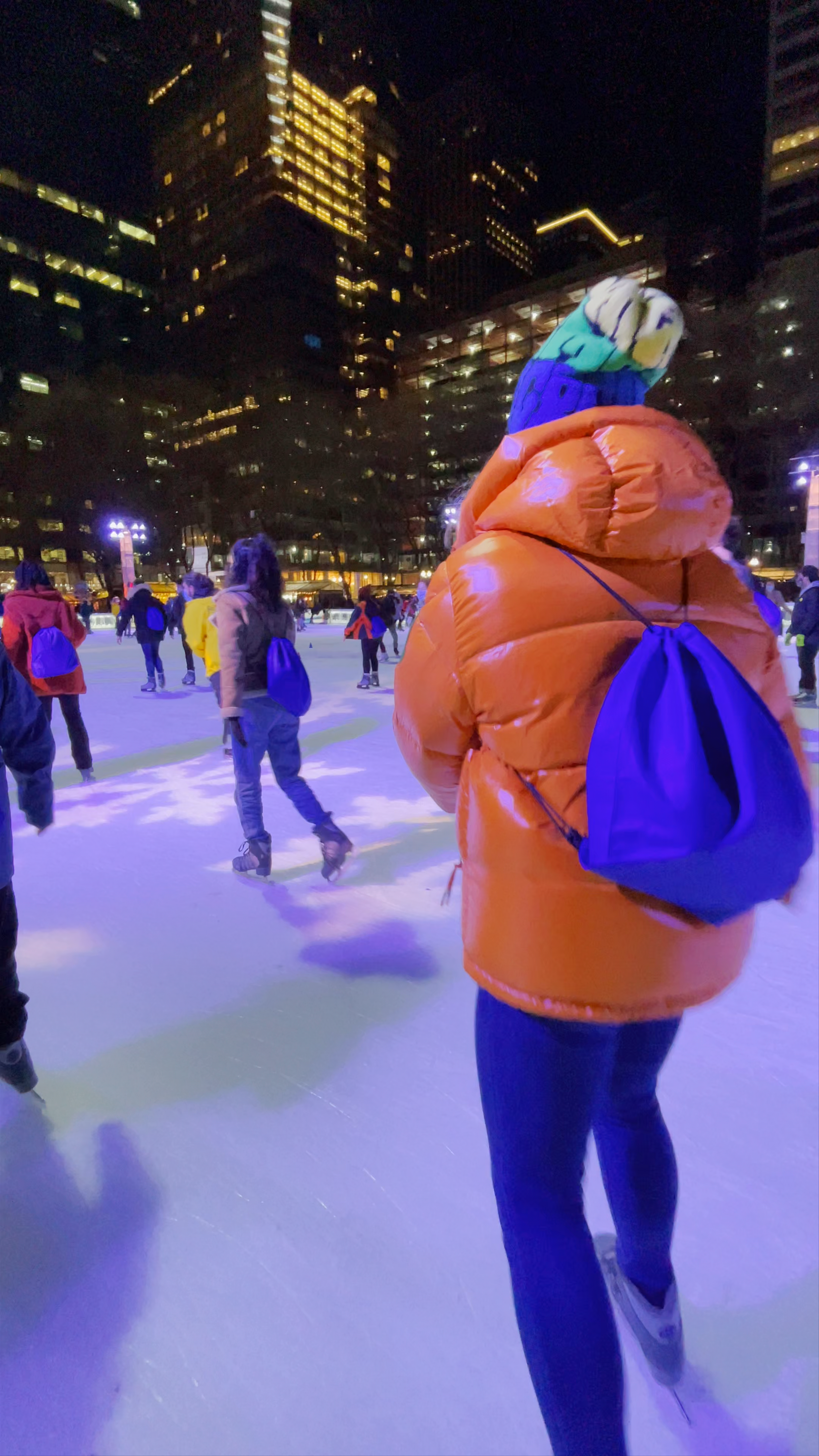 Nighttime Ice Skating at Bryant Park, New York City