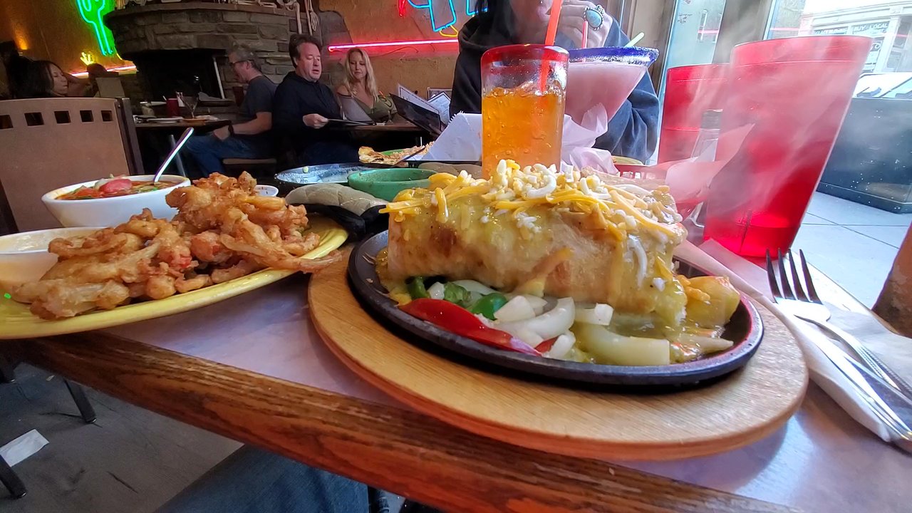 The Loop - Some crazy burrito with chicken and steak but the fried veggies on the side omfg - Mexican Near Me - Manitou Springs, Colorado