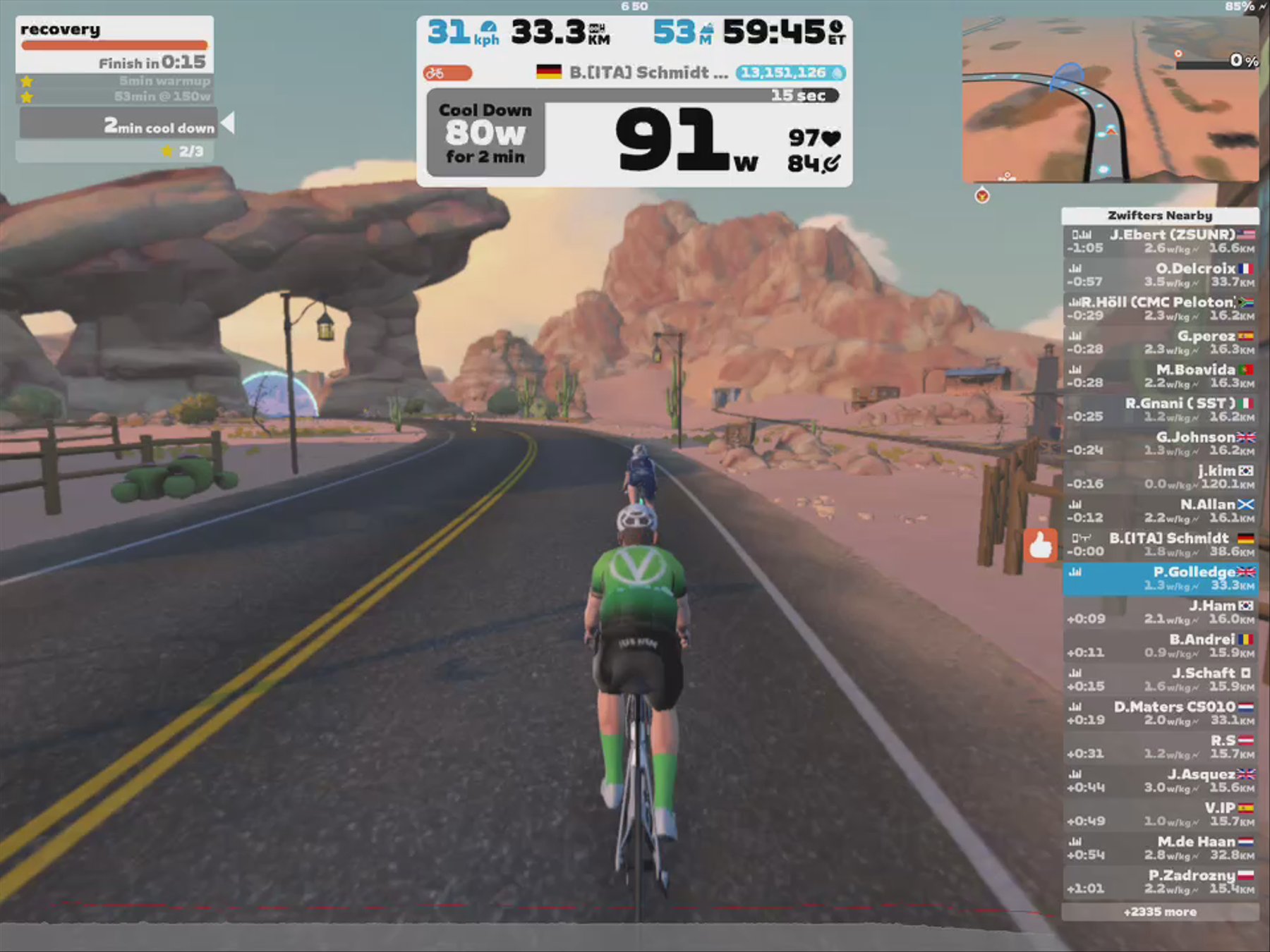 Zwift - recovery in Watopia