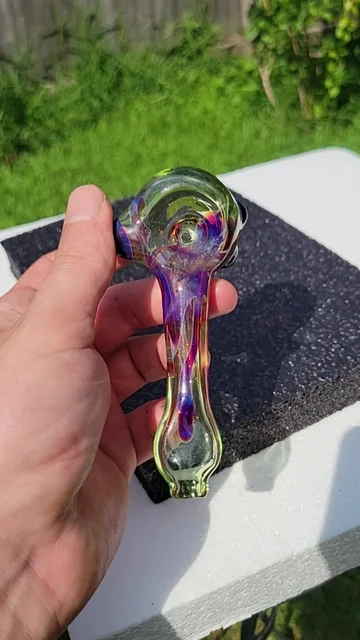 Preview pic of Large color drip spoon absinthe and amber purplicious
