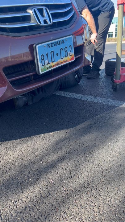 Tire Works - workers fixing their mistake cause they don't even know what they're doing - Auto Repair Near Me - Henderson, Nevada
