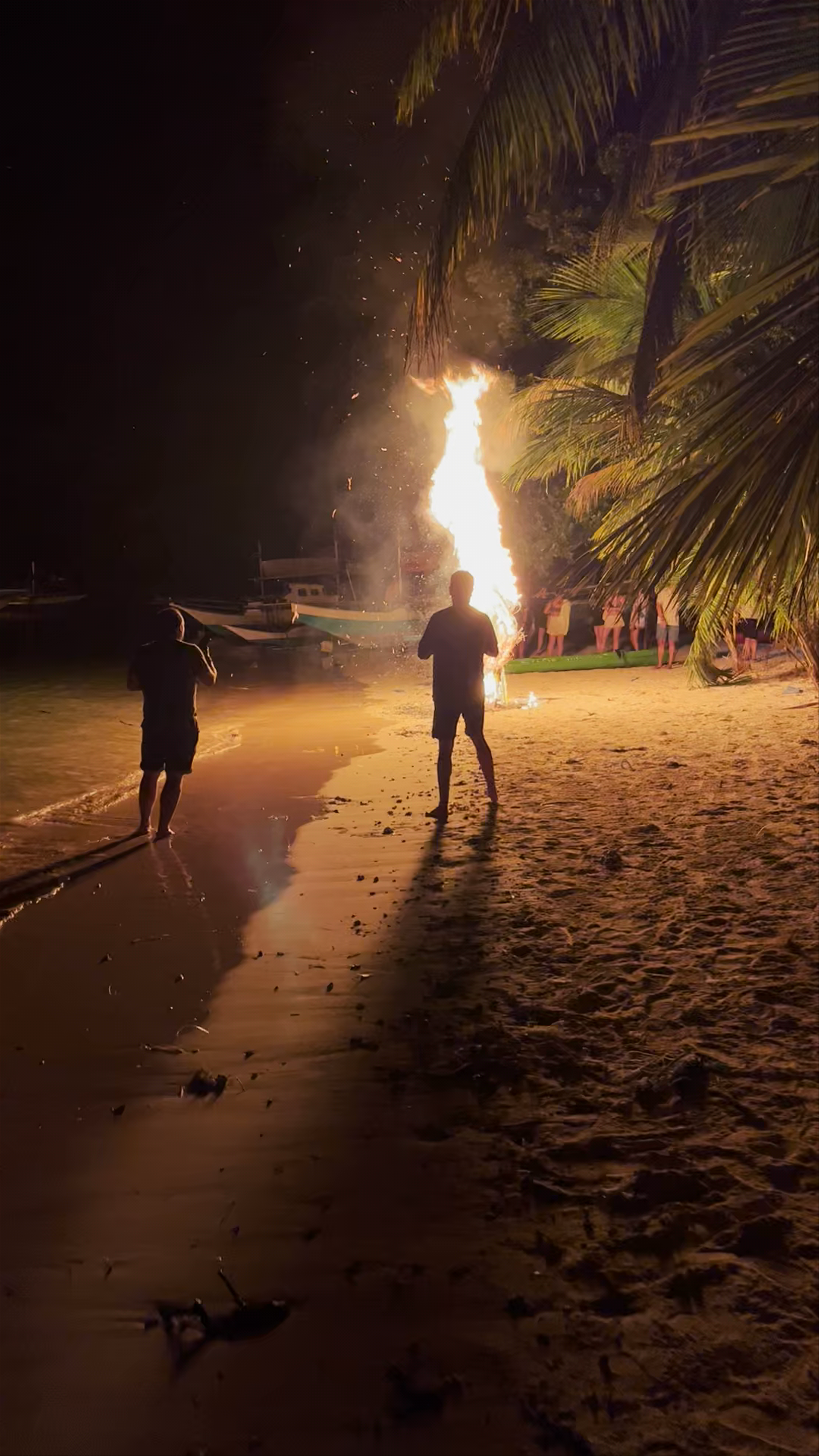 Magical Night Bonfire on Calibangbongan Island Beach
