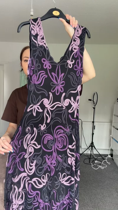 Phase eight black/purple/rose  Long Dress