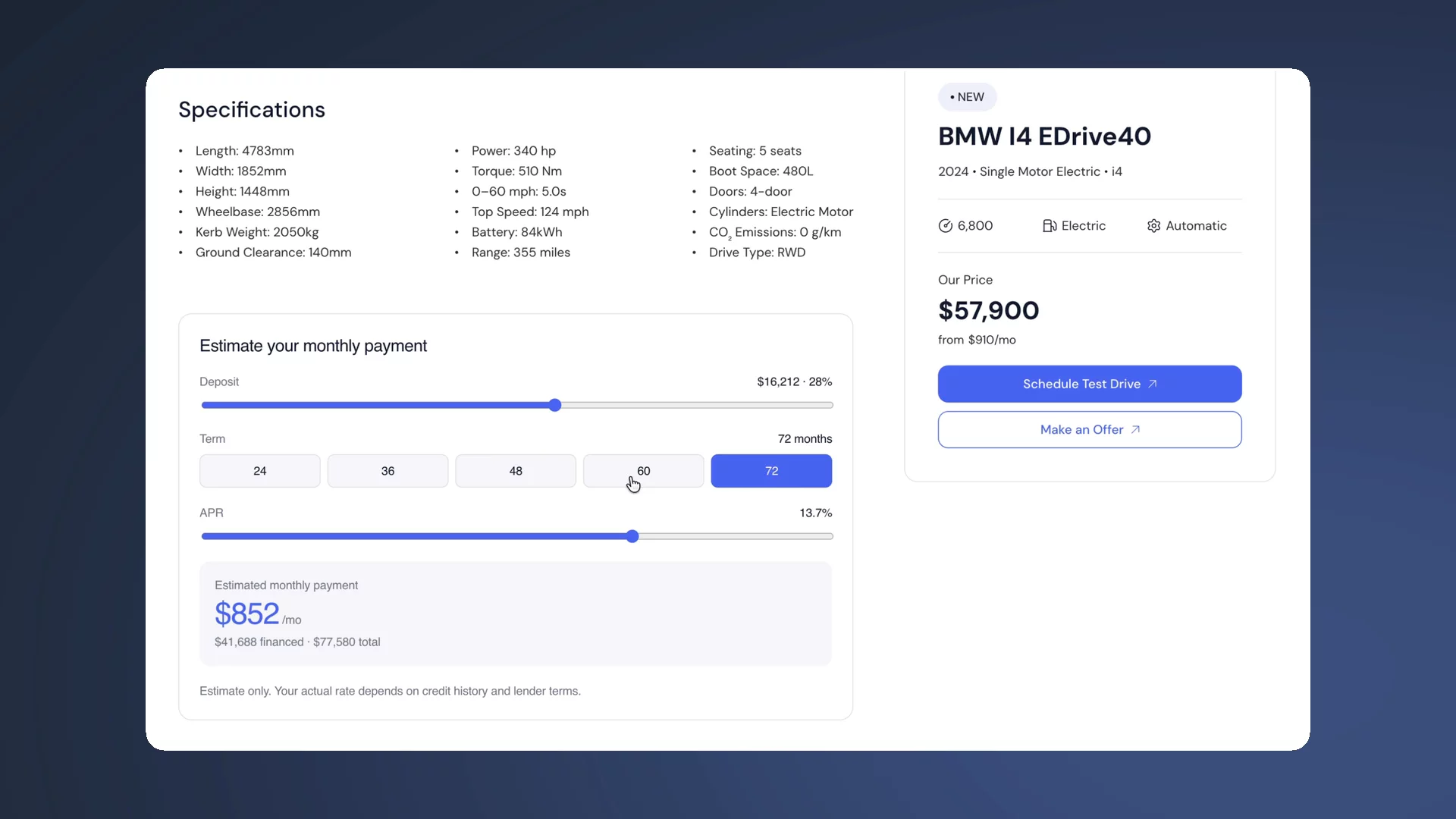 Nobody buys a car on the sticker price. They buy on the monthly.So every vehicle page in Boxcars has a payment calculator right next to the price. Each vehicle page uses its own CMS price, so buyers can explore the numbers without leaving the listing.Try it: https://boxcars.framer.website