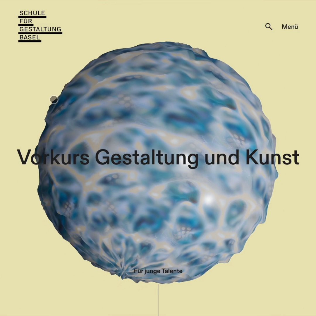 Behavior of the three.js spheres on the School of Design Basel website.