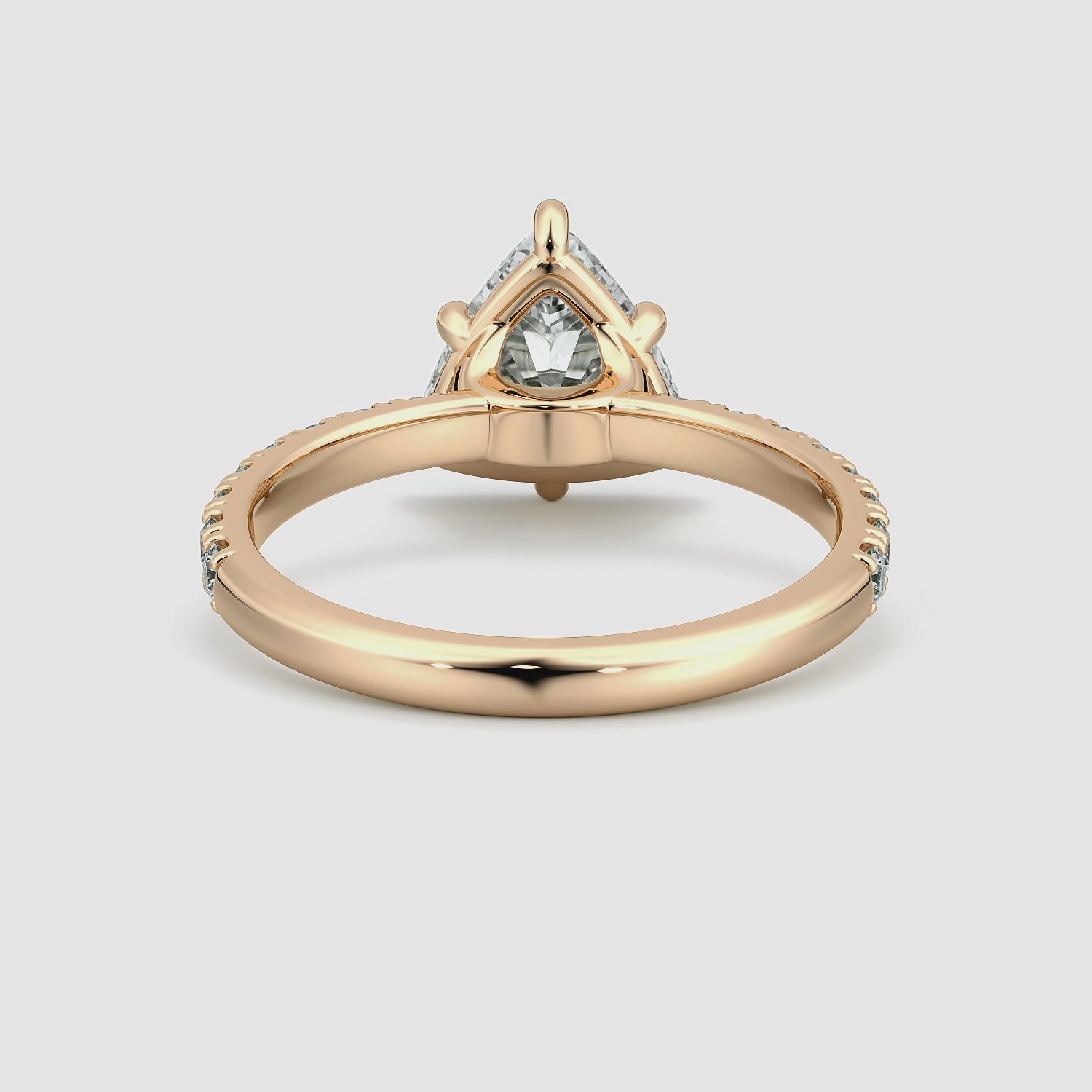 The Signature 6 Prong | Trillion | 14k | Rose Gold | bandAccent: Pavé | bandWidth: large | hiddenHalo: no | diamondOrientation: vertical | caratWeight: other