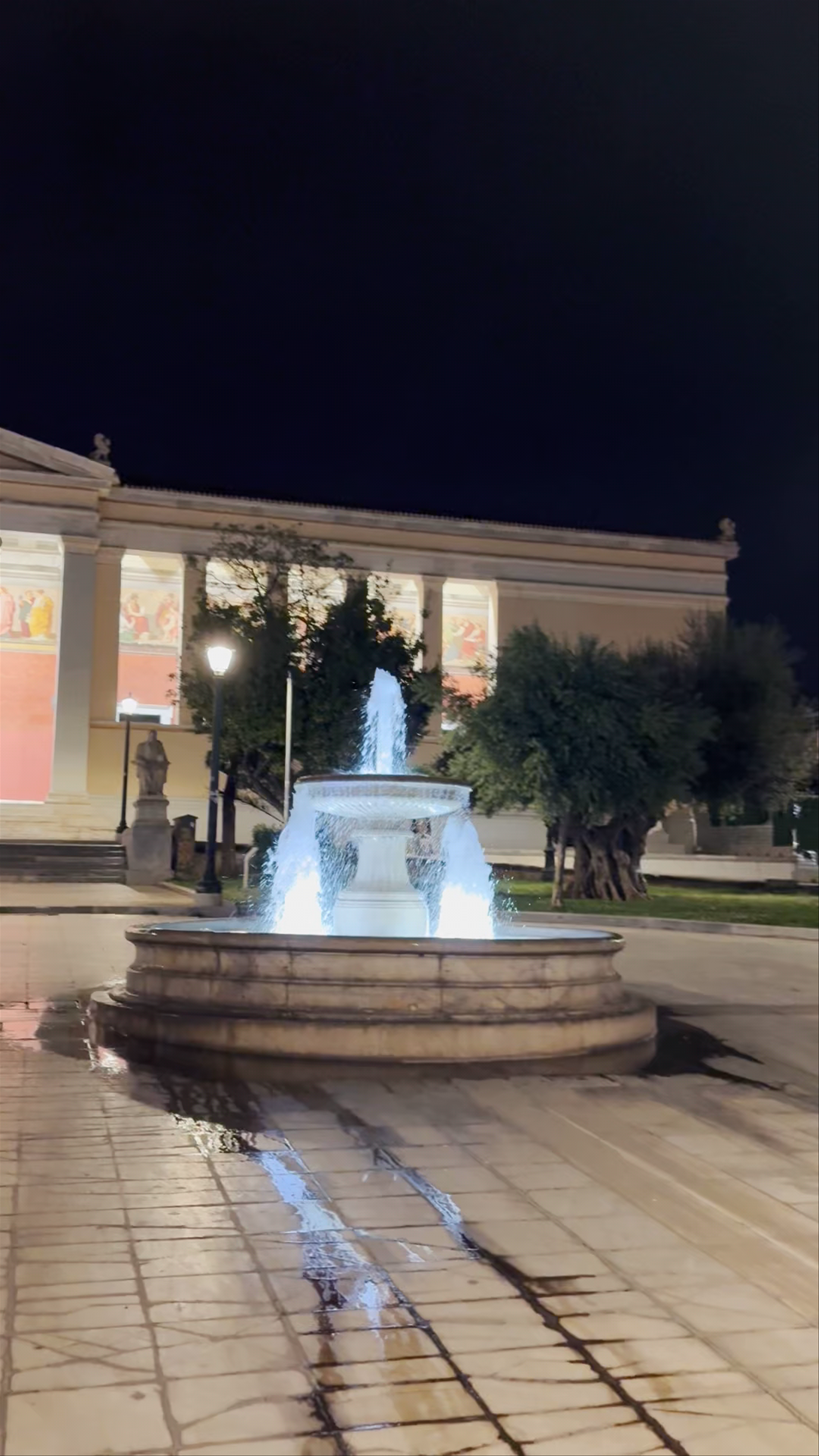 Night Serenity at the Academy of Athens Fountain