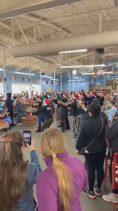 Trader Joe's - The yearly Christmas Dance (sorry about the poor angle!) - Grocery Near Me - Chapel Hill, North Carolina