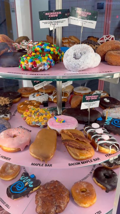Voodoo Doughnut - Here's a video of the carousel of donuts. Memorized!!!  Donuts!!!!!!  Yummy! - Donuts Near Me - Seattle, Washington
