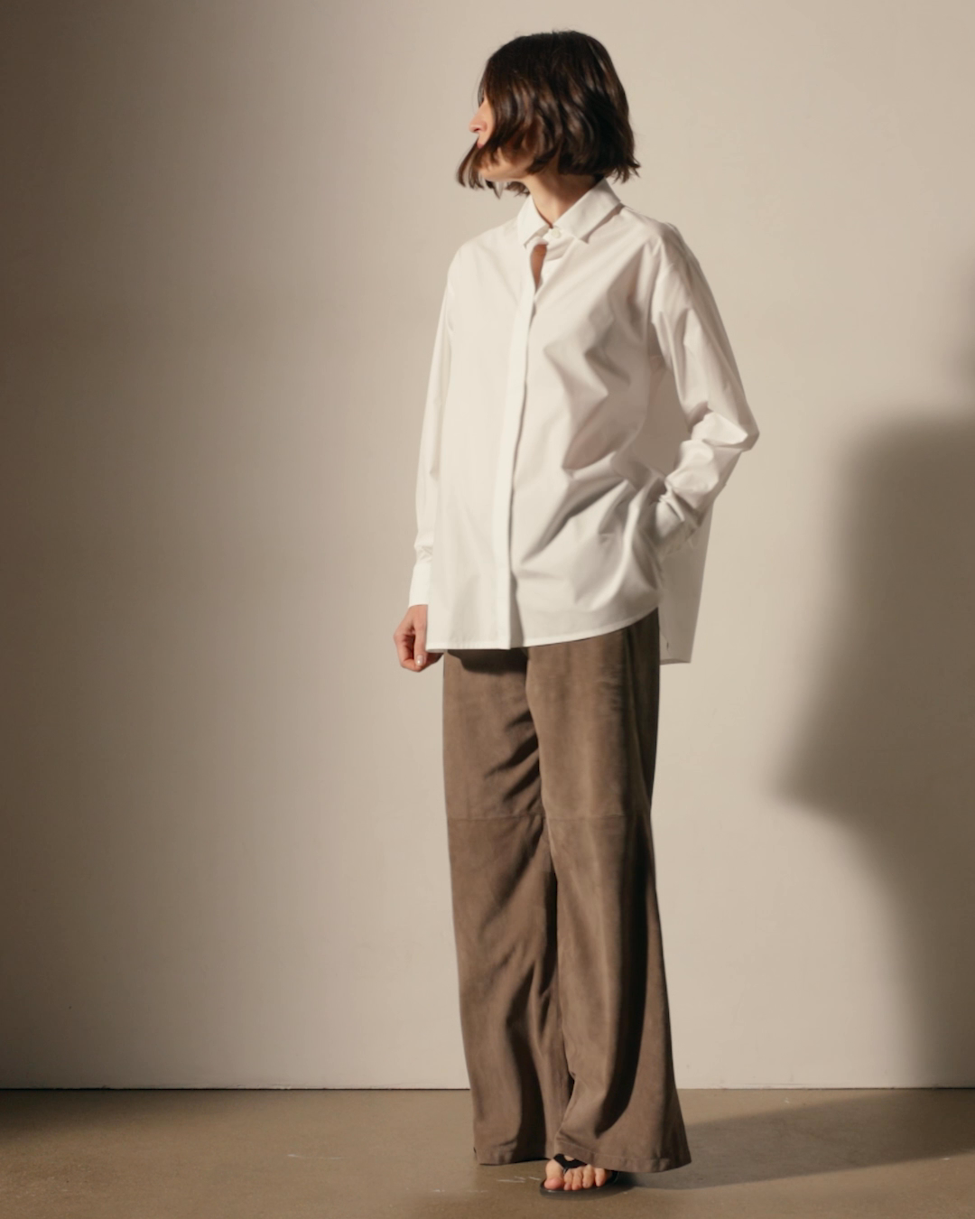 Suede Paperbag Pant - Caribou | James Perse Los Angeles