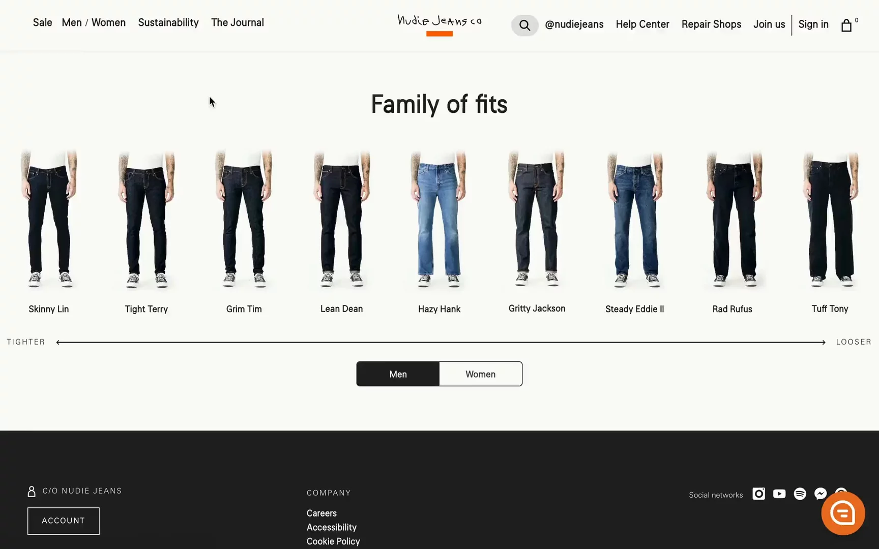 Screen recording of Nudie Jeans — Product Detail Page