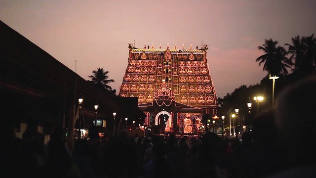 Lit-up temple for festival in India