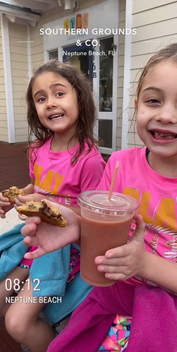 Southern Grounds - Enjoying some cookies with glaze on top and chai tea latte and smoothie. 1/2020 - Wine Bars Near Me - Neptune Beach, Florida
