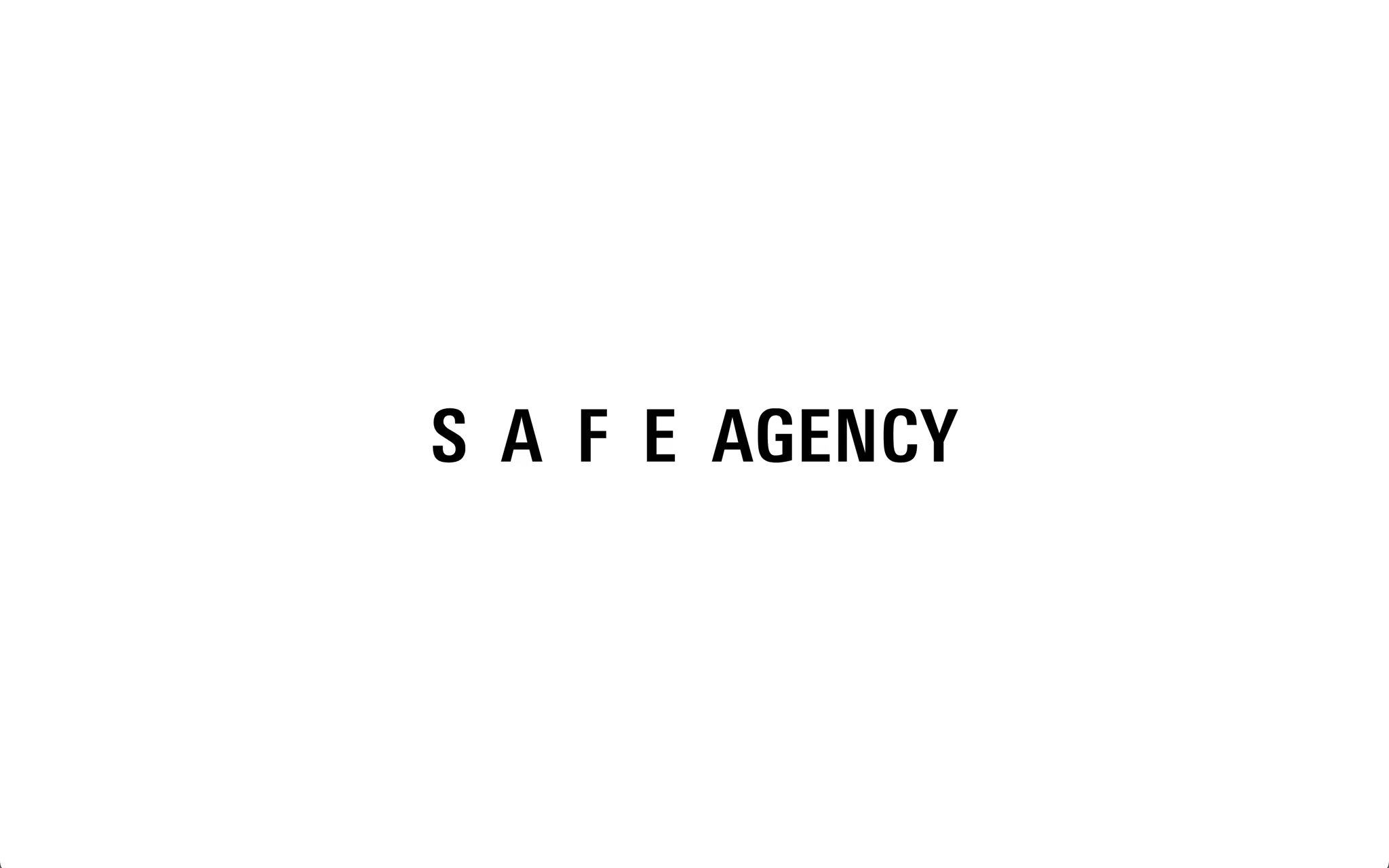 Screenshot of the Safe Agency website showing the logo on a white background