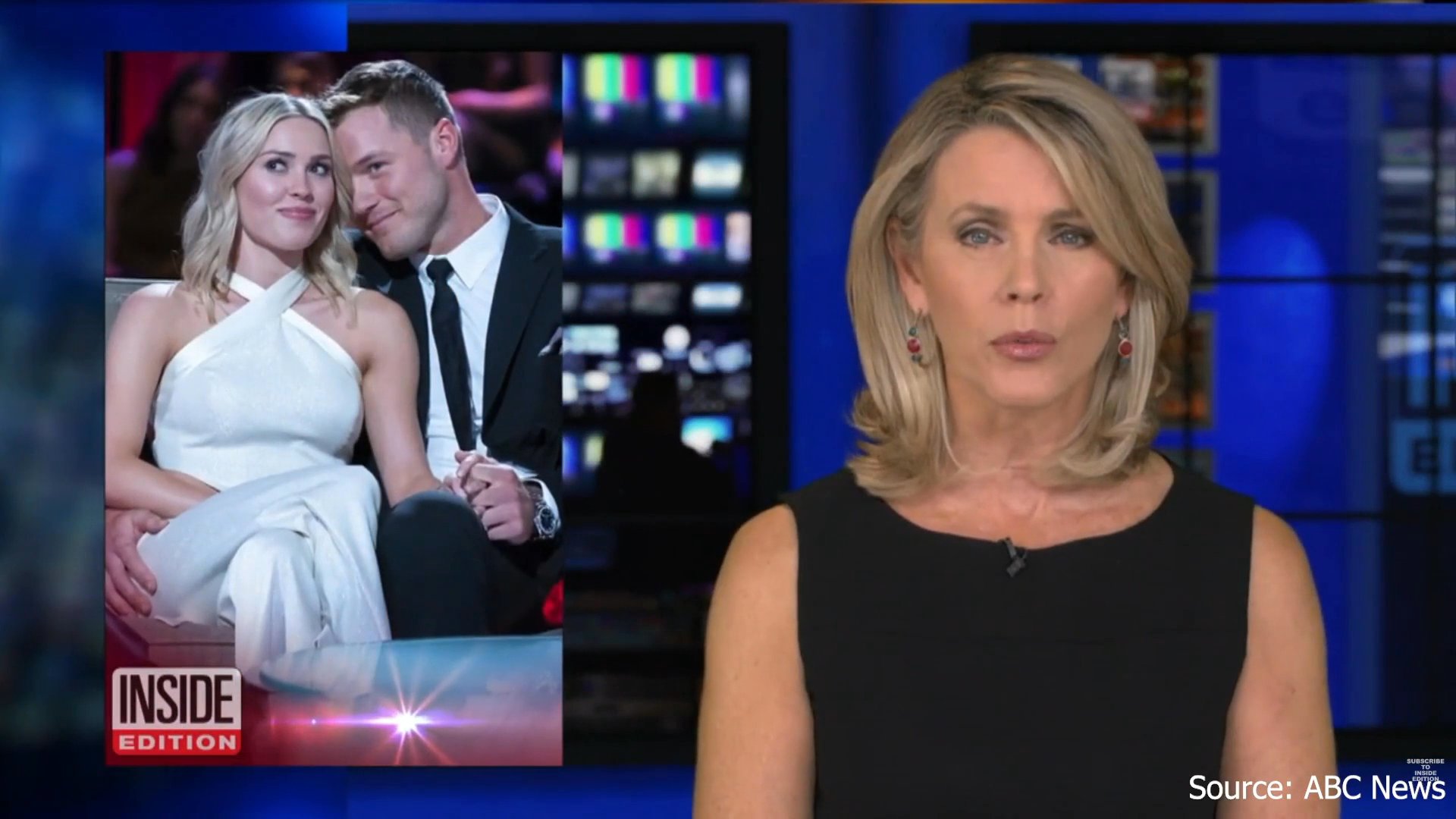 Reality television personalities Colton Underwood and Cassie Randolph discuss their relationship during a televised interview segment on Inside Edition.