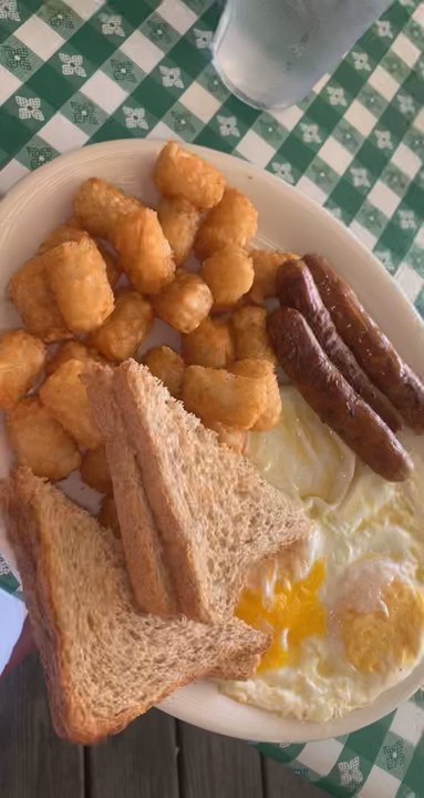 Sunset Grill - Eggs Florentine, two eggs over easy, toast, sausage - American Near Me - Ithaca, New York