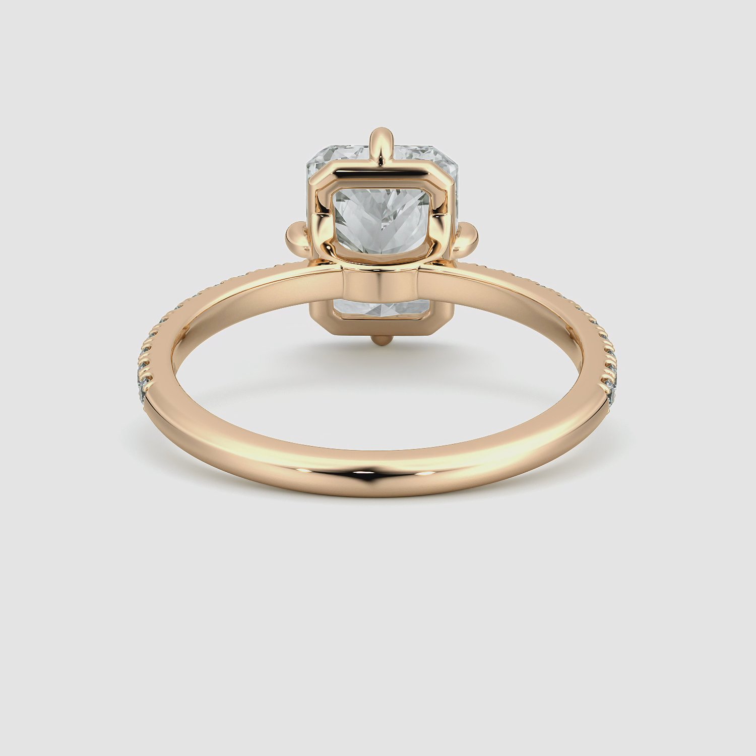 The Compass Solitaire | Radiant | 14k | Rose Gold | bandAccent: Pavé | diamondOrientation: vertical | caratWeight: other
