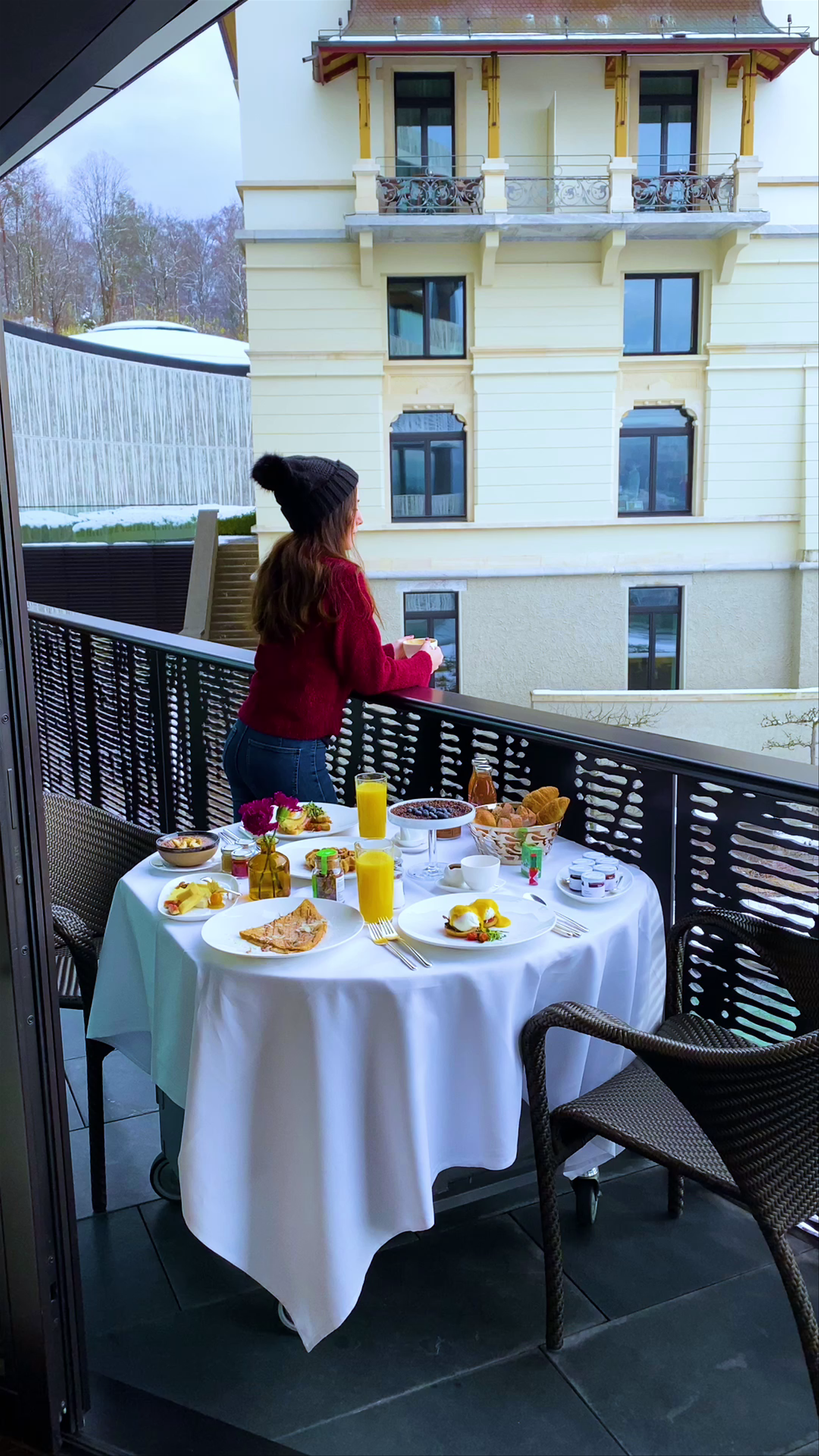 Winter Balcony Breakfast at The Dolder Grand, Zürich