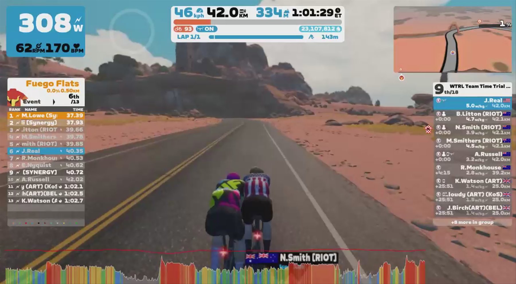 Zwift - TTT: WTRL Team Time Trial - Zone 17 (VIENNA) on Out And Back Again in Watopia