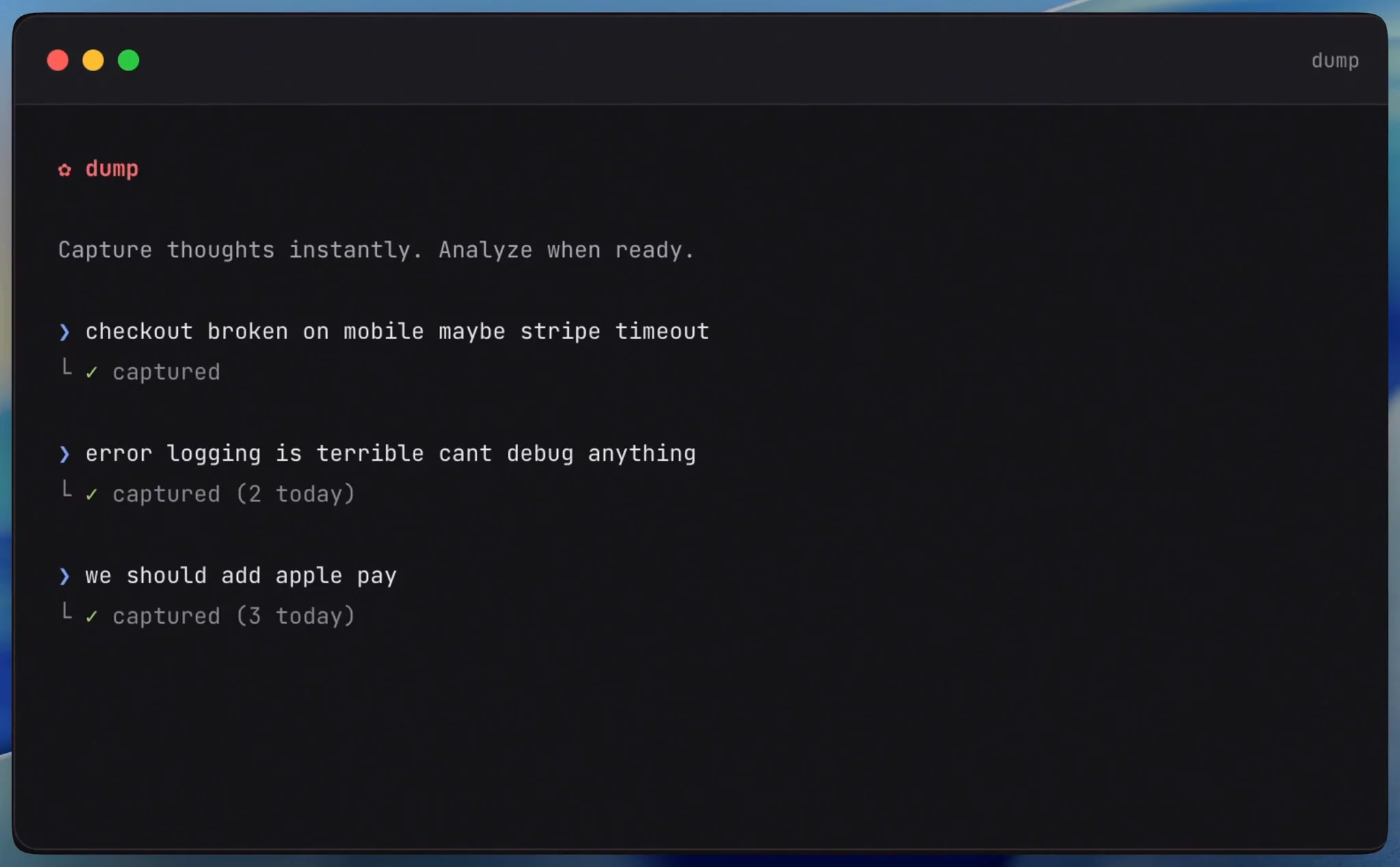dump — think now, organize later image 1