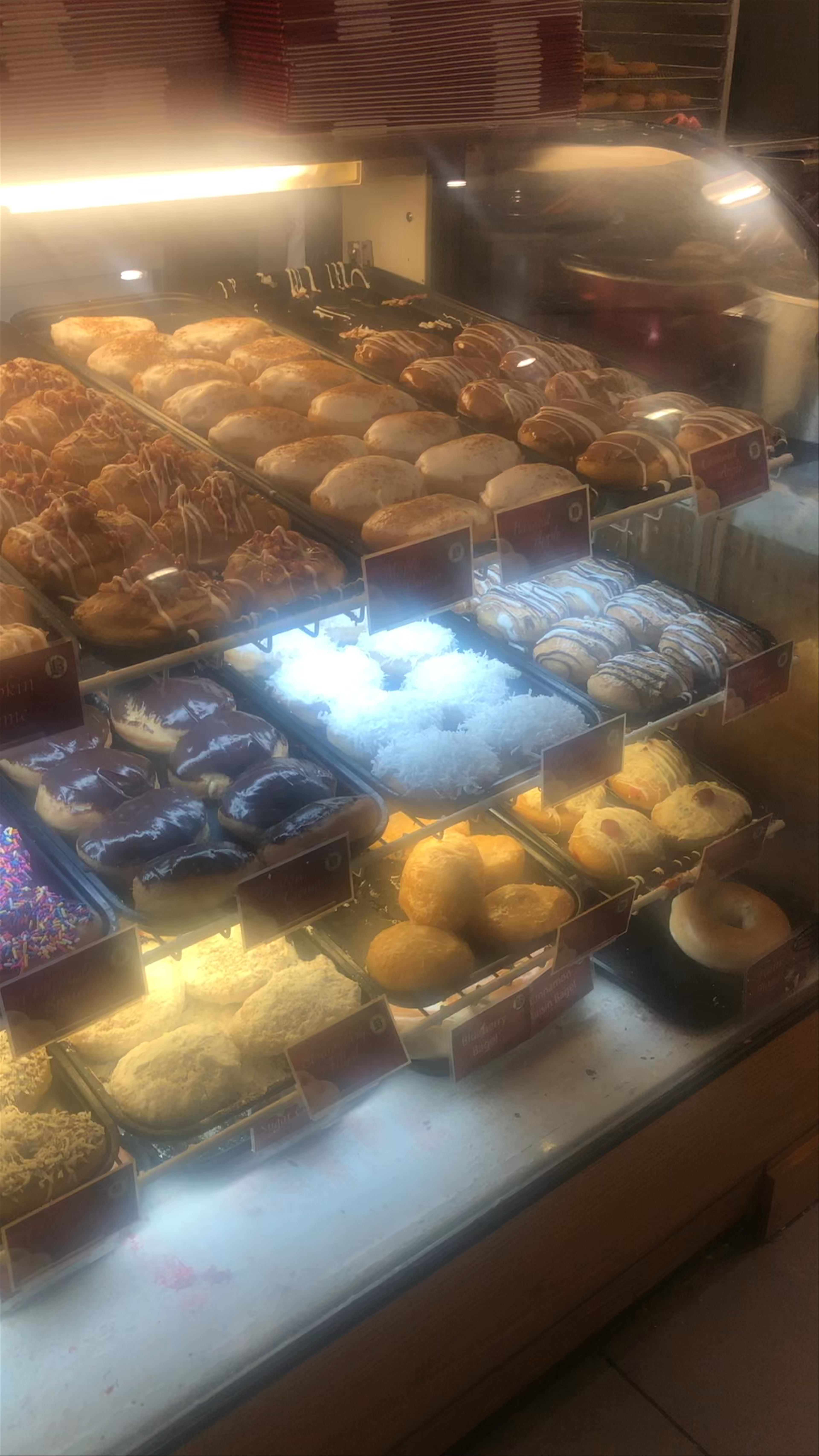 Delicious Display of Donuts and Pastries in Lancaster Bakery