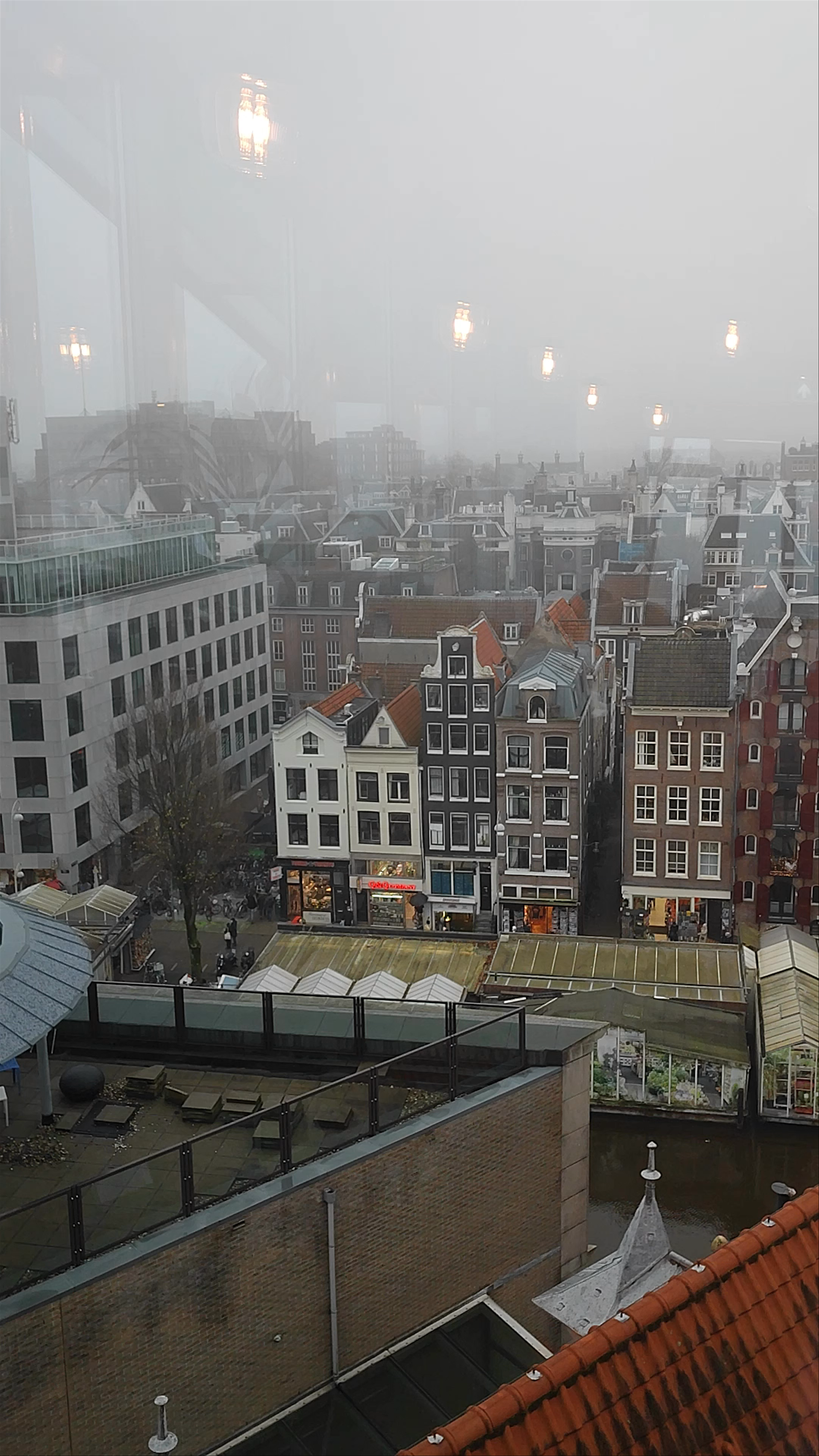 Foggy Morning View of Amsterdam’s Historic Rembrandtplein