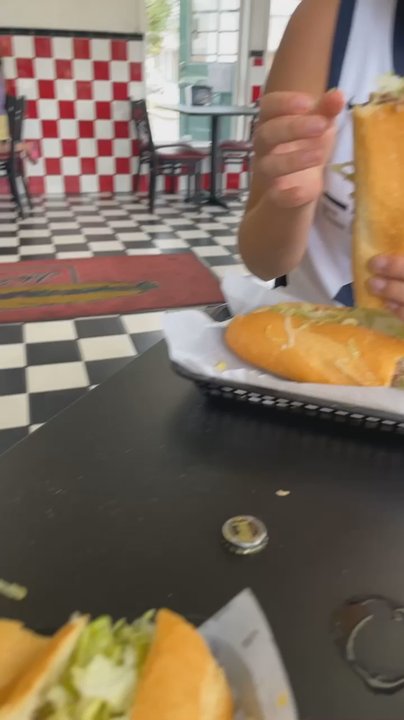 John's Philly Grille - Eating two whole philly steak sandwiches. They are bomb! - Cheesesteaks Near Me - Seal Beach, California