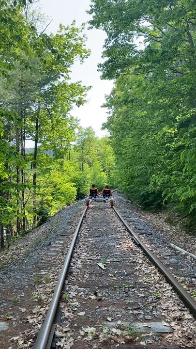 Revolution Rail - Enjoying the view while riding the rail - Bike tours Near Me - Warrensburg, New York