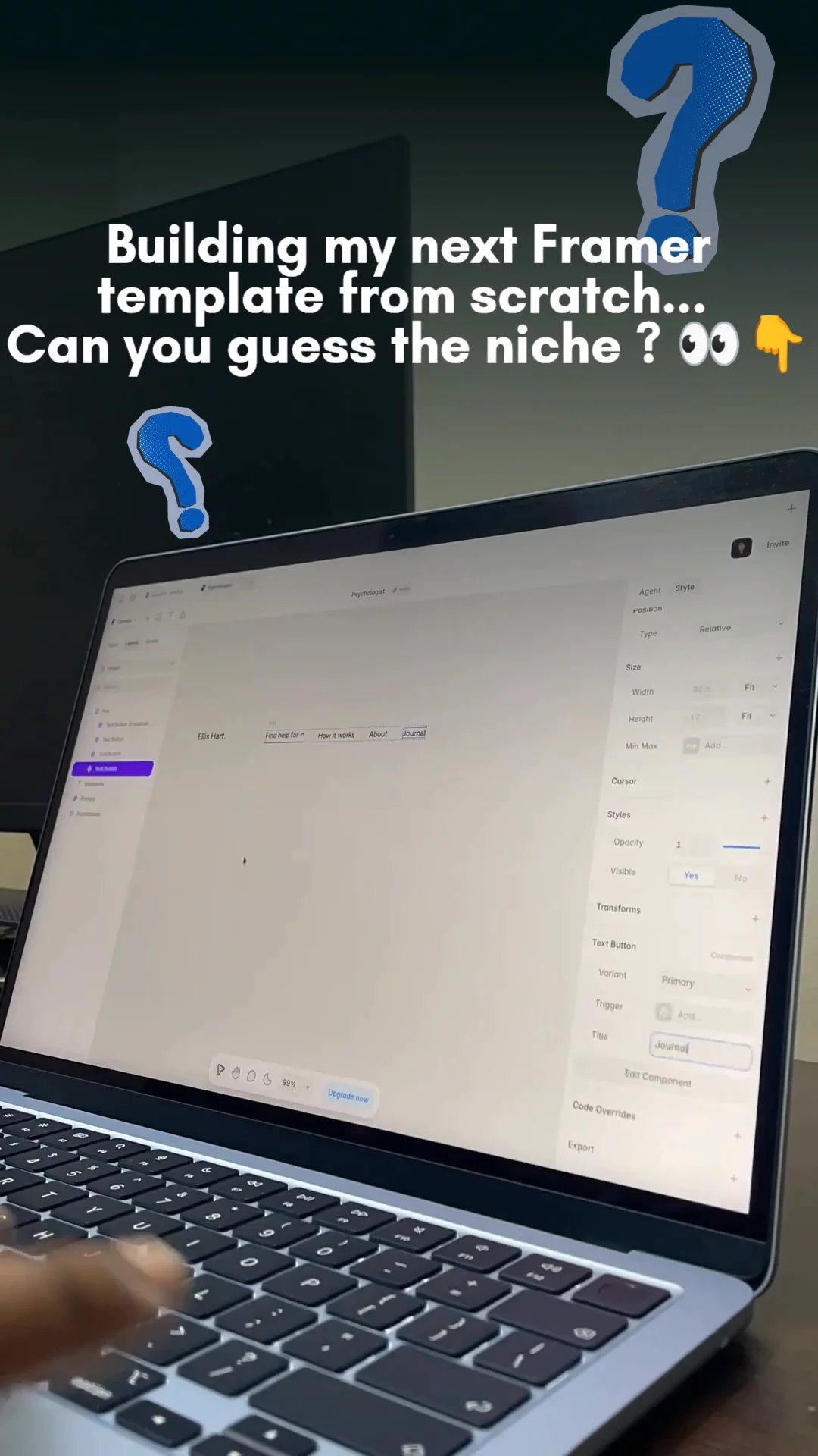Building my next @Framer  template from scratch...Can you guess the niche ? 👀👇#framer #FramerTemplate
