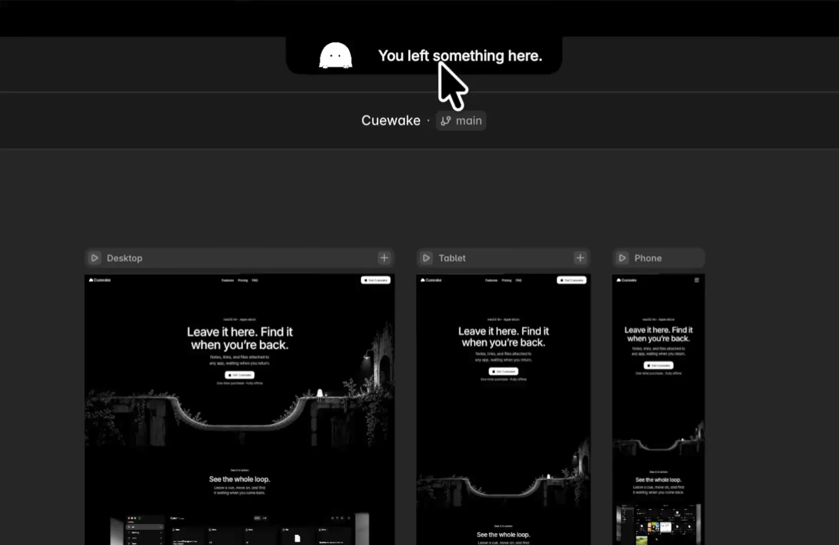 I built the Cuewake site in Framer, and Cuewake is now how I keep track of itHey everyone 👋The website for my app, Cuewake, is built in Framer. I update it a lot: new features, pricing tweaks, testimonials, small design fixes.The problem was that I’d sit down to update one thing, notice three others, and by the time I finished the first change, the rest were gone. I’d close Framer, come back the next day, and have that feeling of “I know I wanted to change something here…” with no idea what it was.That’s actually the reason Cuewake exists. It’s a small Mac app where you leave a note right where you’re working, and it’s waiting for you when you come back.Now I keep a checklist inside my Cuewake project in Framer. Whenever I notice something, I add it to the list. It lives right in the notch, so while I’m working I just hover, click, and tick things off as I finish them. When I close Framer and come back later, the checklist is waiting with exactly what’s left to do.And because Cuewake recognizes which Framer project I’m in, that checklist only shows up in the Cuewake site, not in other projects I’m working on.In a funny way, Cuewake helps me build Cuewake. 😄If you want to try it: cuewake.app (one-time purchase, works offline, no account).I’m curious how you all handle this. When you’re updating a site, how do you keep track of all the little things you notice along the way?