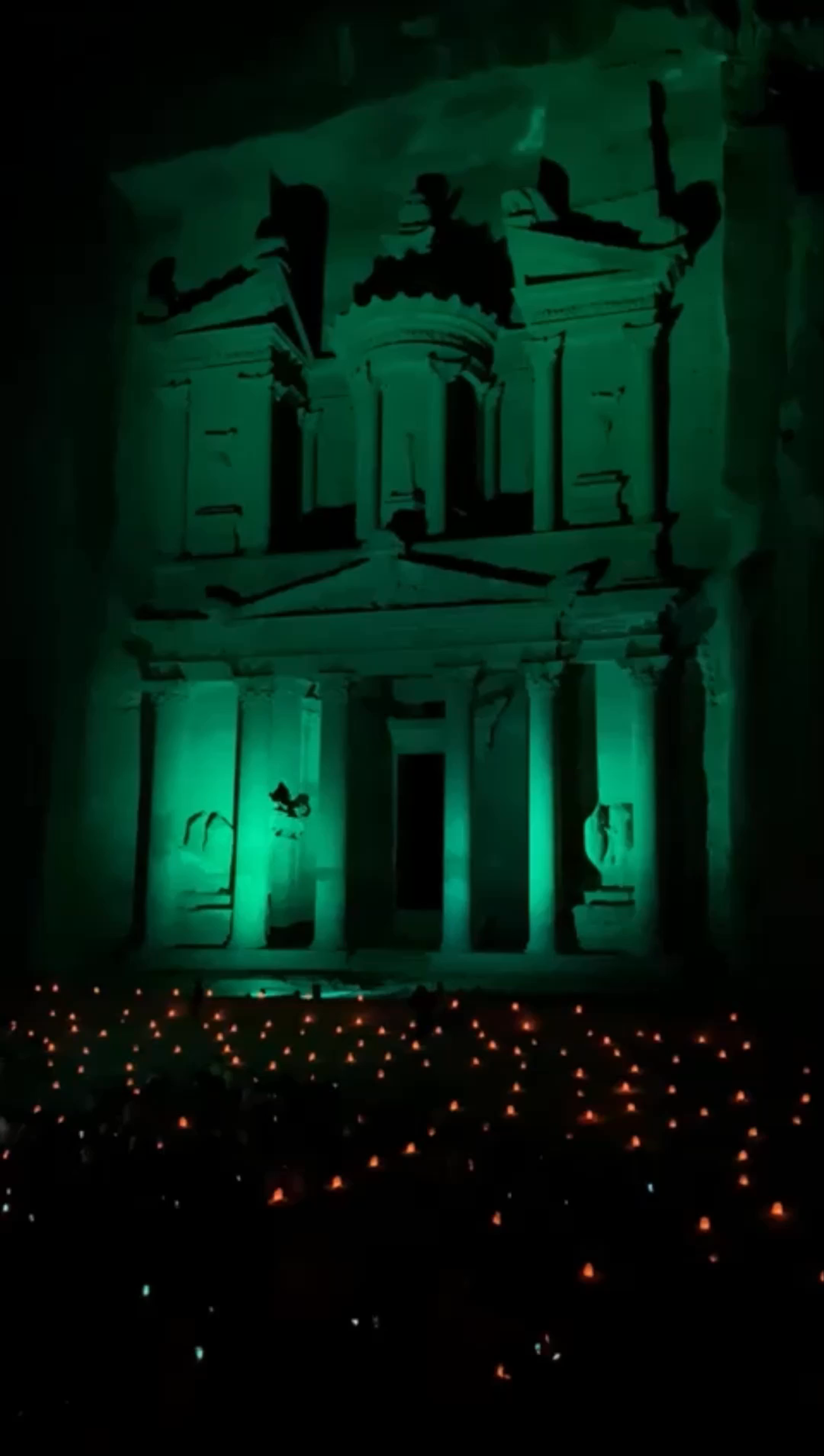 Treasury at Petra Lit by Candlelight - Nighttime Magic in Jordan